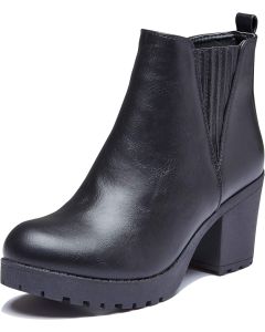 DailyShoes Womens Elastic Panel Slip On Chunky He