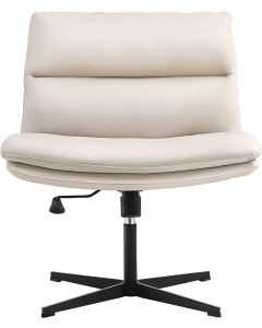 EMIAH Armless Office Desk Chair No Wheels PU-Padde