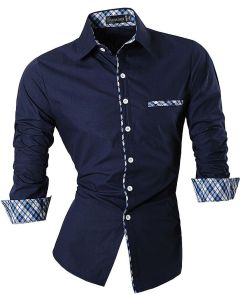 jeansian Mens Slim Fit Long Sleeves Casual Button
