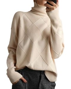 Alloaone Women Cashmere Sweater Turtleneck Sweater