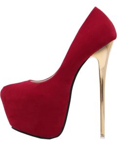 Gold Heels Pump Shoe for Women Stiletto Platform A