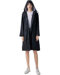 Freesmily Womens Stylish Long Raincoat Rain Jacket