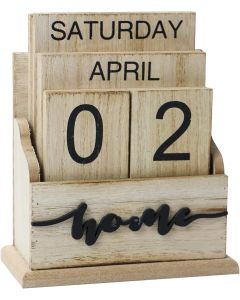 Vintage Wood Block Perpetual Calendar Flip Block D