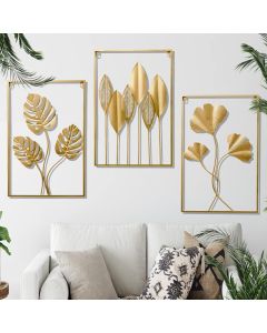YZDTECH 3 PCS Gold Metal Wall Decor 24 X 16 Gol