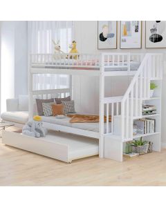 Cotoala Twin Over Twin Bunk Bed with Trundle Soil