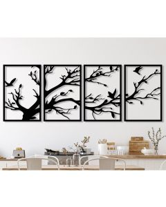 Metal Tree Wall Decor 4 Panels Tree of Life Wall 