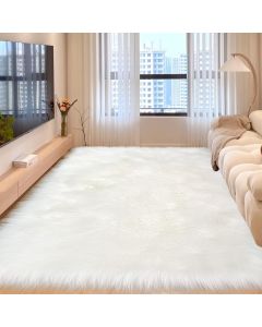 White Faux Fur Rug 6x9 Feet Fluffy Area Rug for Li