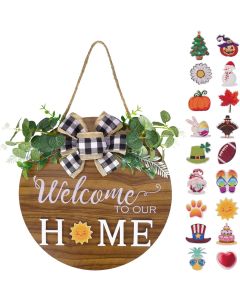 JPSOR Interchangeable Seasonal Welcome Sign Round