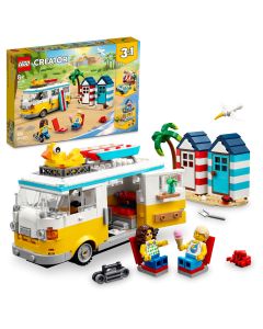 LEGO Creator 3 in 1 Beach Camper Van to Summerhouse to Ice-Cream Shop 31138 Model Building Set, Summer Holiday Surfer Toys, Gift for Kids 