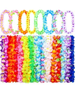 ELCOHO 48 Pieces Hawaiian Leis Bulk Colorful Tropi