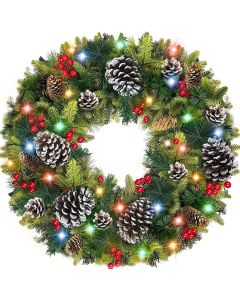 30 Inch Super Large Thick Prelit Christmas Wreath 