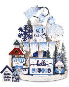 Kajaia 15 Pcs Christmas Tiered Tray Decor Set Hot 