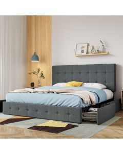 SHA CERLIN Upholstered King Platform Bed Frame wit