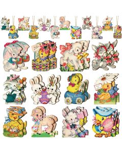 24 Pcs Vintage Easter Wooden Hanging Ornaments Ret