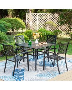 PHI VILLA 5 Piece Metal Patio Dining Set Outdoor 