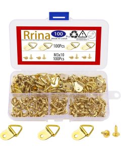 Rrina 100Pcs Gold Plate Triangle Ring Picture Hang