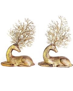 GEDLIRE Christmas Reindeer Figurine Decoration 2 P